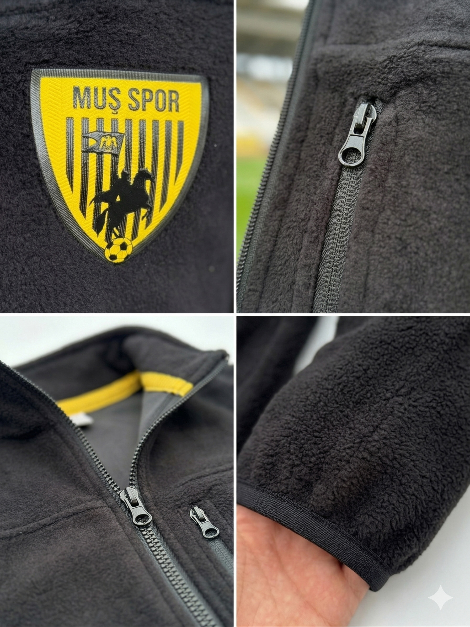 Muşspor Lisanslı Tam Fermuarlı Polar Ceket - Siyah