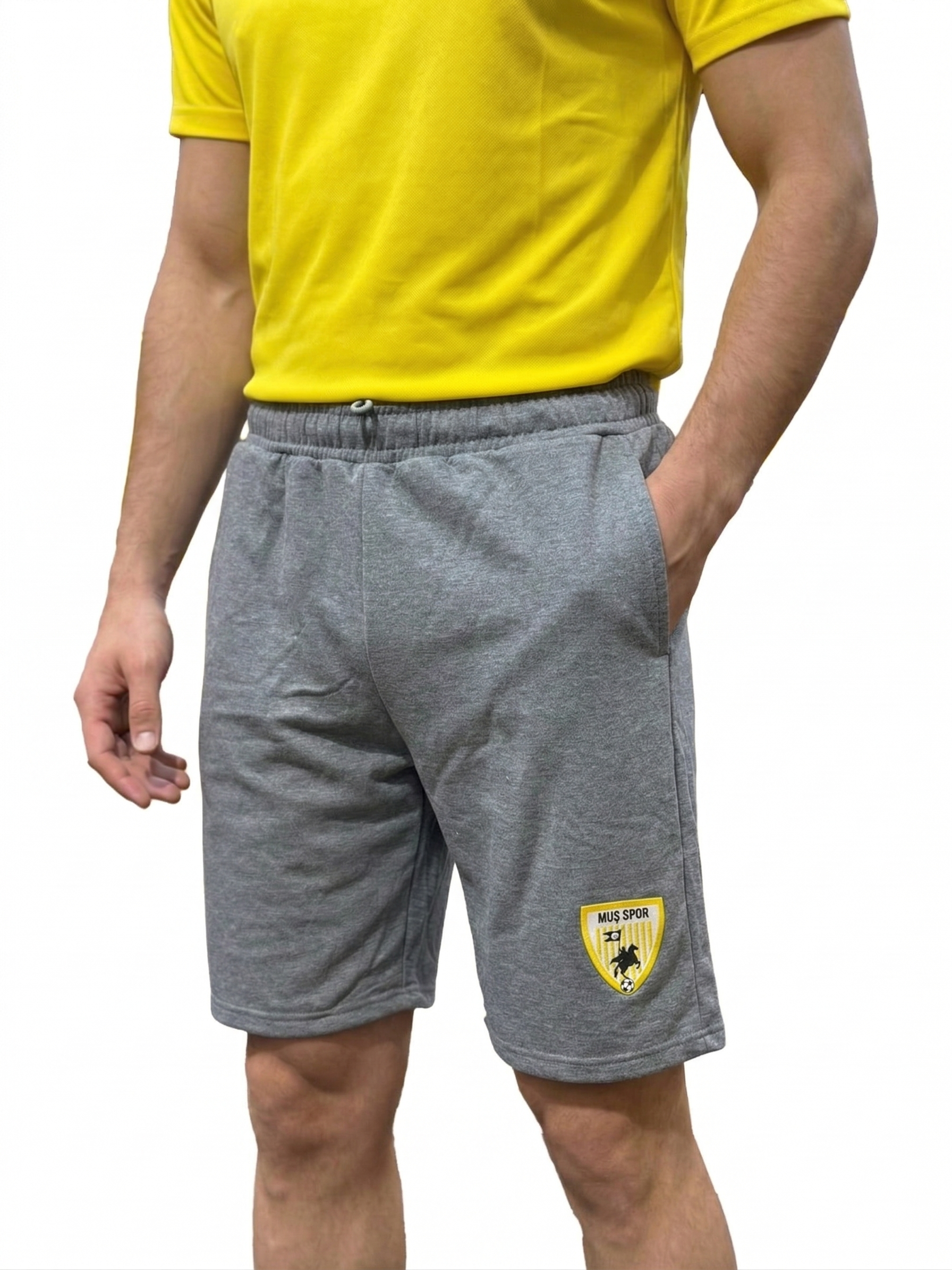 Muş Spor Lisanslı Gri Melanj Günlük Şort